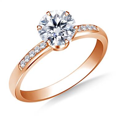 Pave Set Diamond Engagement Ring in 14K Rose Gold