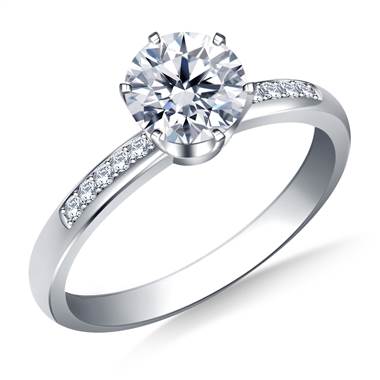 Pave Set Diamond Engagement Ring in 14K White Gold