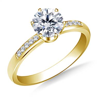 Pave Set Diamond Engagement Ring in 18K Yellow Gold