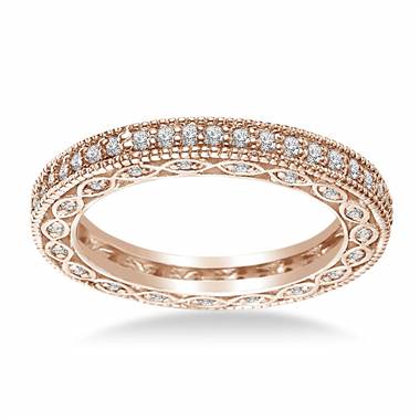 Pave-Set Diamond Eternity Ring In 14K Rose Gold With Milgrain Border (0.57 - 0.67 cttw.)