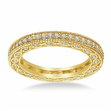 Pave-Set Diamond Eternity Ring In 14K Yellow Gold With Milgrain Border (0.57 - 0.67 cttw.)