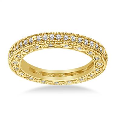 Pave-Set Diamond Eternity Ring In 18K Yellow Gold With Milgrain Border (0.57 - 0.67 cttw.)