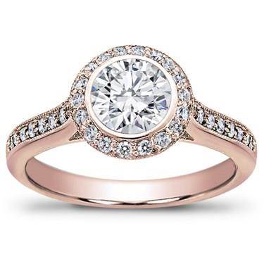 Pave-set Engagement Setting for Round Diamond