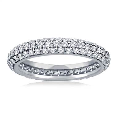 Pave Set Rounded Diamond Eternity Ring in 14K White Gold (0.93 - 1.08 cttw.)
