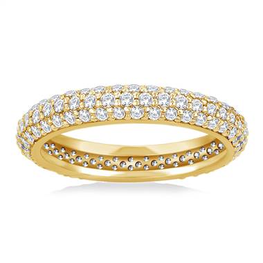 Pave Set Rounded Diamond Eternity Ring in 14K Yellow Gold (0.93 - 1.08 cttw.)