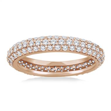 Pave Set Rounded Diamond Eternity Ring in 18K Rose Gold (0.93 - 1.08 cttw.)