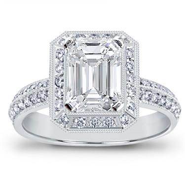 Pave Setting for Emerald or Radiant Cut Diamond