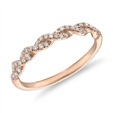 Pave Twist Diamond Wedding Ring in 14k Rose Gold (1/8 ct. tw.)