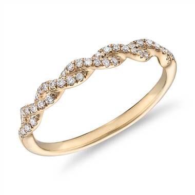 Pave Twist Diamond Wedding Ring in 14k Yellow Gold (1/8 ct. tw.)