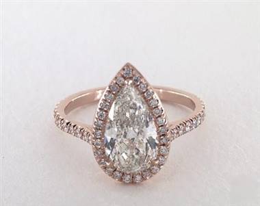 Pear Halo Pave .51ctw Engagement Ring in 1.8mm 14K Rose Gold (Setting Price)
