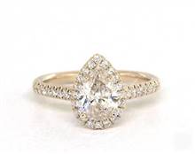 Pear Halo Pave Engagement Ring in 18K Yellow Gold 1.80mm Width Band (Setting Price) | James Allen