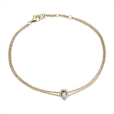 "Pear Shape Diamond Halo Bracelet in 14k Yellow Gold (1/8 ct. tw.)"