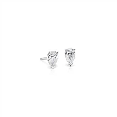 Pear Shape Diamond Stud Earrings in 14k White Gold (3/4 ct. tw.)