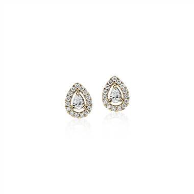 "Pear-Shaped Diamond Halo Stud Earrings in 14k Yellow Gold (1/4 ct. tw.)"