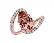 Pear Shaped Morganite and Diamond Twist Band In 14k Rose Gold (12X8mm) | Blue Nile