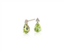 Pear-Shaped Peridot Earrings With Diamond Trio In 14k Yellow Gold (8X6mm) | Blue Nile