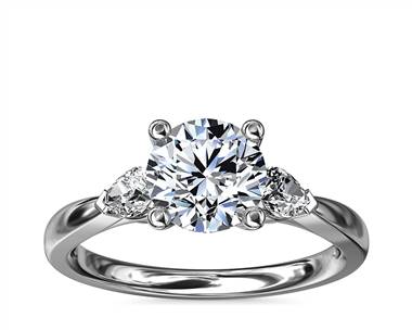 Pear Sidestone Diamond Engagement Ring In 14k White Gold (1/4 ct. tw.)