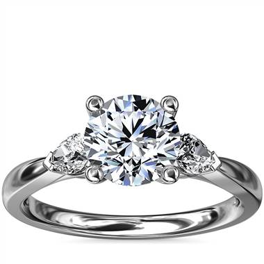 Pear Sidestone Diamond Engagement Ring in 18k White Gold (1/4 ct. tw.)