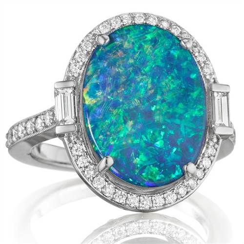 Penny Preville R4677WDOP Ladies "Opal Collection" Oval RIng with Pave Trim