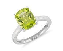 Peridot Cushion Cocktail Ring In 14k White Gold (10X8mm) | Blue Nile