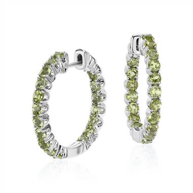 Peridot Hoop Earrings in Sterling Silver (2.5mm)