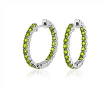 Peridot Hoop Earrings In Sterling Silver (2.5mm) | Blue Nile