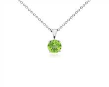 Peridot Solitaire Pendant In 14k White Gold (7mm) | Blue Nile