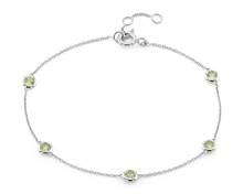 Peridot Stationed Bezel-Set Bracelet In 14k White Gold (3mm) | Blue Nile