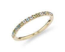 Petite Blue Topaz, White Topaz and Peridot Ring In 14k Yellow Gold (1.5mm) | Blue Nile