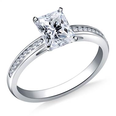 Petite Channel Set Round Diamond Engagement Ring in Platinum (1/5 cttw)
