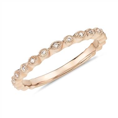 "Petite Diamond Dot Stacking Ring in 14k Rose Gold"