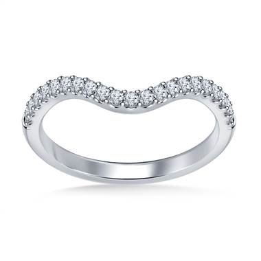 Petite Diamond Wedding Band Curved Scalloped Design in 14K White Gold (1/4 cttw.)