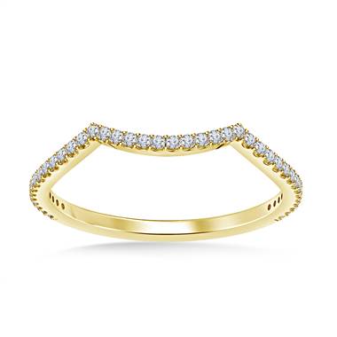 Petite Diamond Wedding Band Scalloped Design in 18K Yellow Gold (1/5 cttw.)