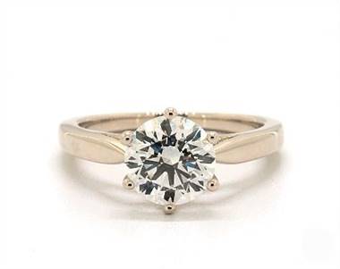 Petite Flower-Basket Silhouette Solitaire Engagement Ring in 14K Yellow Gold 2.40mm Width Band (Setting Price)