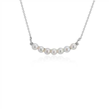"Petite Freshwater Cultured Pearl Smile Necklace in Sterling Silver (3-4mm)"