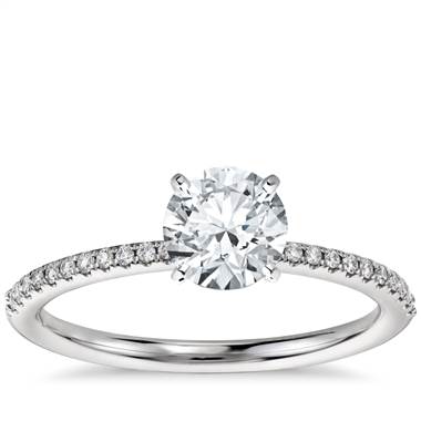 Petite Micropave Diamond Engagement Ring in 14k White Gold (1/10 ct. tw.)