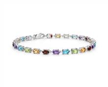 Petite Oval Multicolor Gemstone Bracelet In Sterling Silver (5X3mm) | Blue Nile