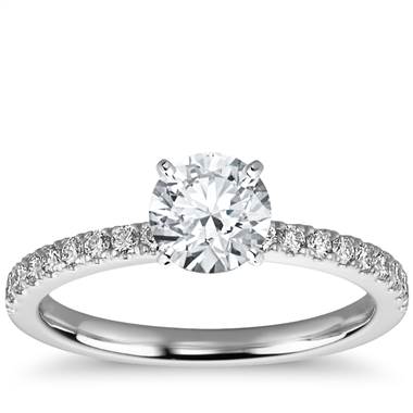 Petite Pave Diamond Engagement Ring in 18k White Gold (1/4 ct. tw.)
