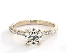 Petite Pave Studded Crown .36ctw Engagement Ring in 14K Yellow Gold 1.90mm Width Band (Setting Price) | James Allen
