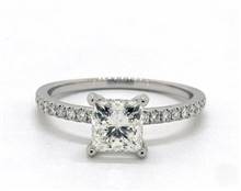 Petite Pave Studded Crown .36ctw Engagement Ring in 18K White Gold 1.90mm Width Band (Setting Price) | James Allen