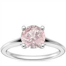 Petite Split Shank Solitaire Engagement Ring with Round Morganite in 18k White Gold (6.5mm) | Blue Nile