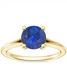 Petite Split Shank Solitaire Engagement Ring with Round Sapphire in 14k Yellow Gold (6mm) | Blue Nile