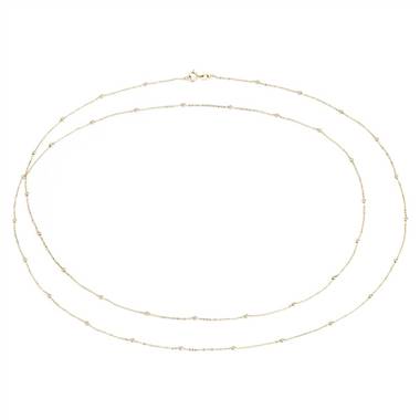 "Petite Stationed Bead Necklace in 14k Yellow Gold"