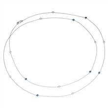 Petite Stationed Sapphire and Diamond Necklace in 14k White Gold (36") | Blue Nile