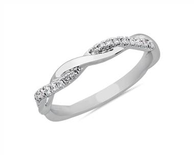 Petite Twist Diamond Anniversary Ring In 14k White Gold (1/10 ct. tw.)