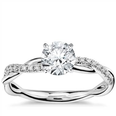 Petite Twist Diamond Engagement Ring in 14k White Gold 1 10 ct