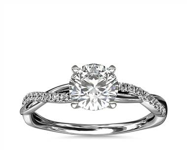 Petite Twist Diamond Engagement Ring In 14k White Gold (1/10 ct. tw.)