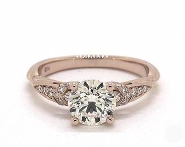 Pinched-Shank Pave Curled Undergallery Engagement Ring in 14K Rose Gold 2.30mm Width Band (Setting Price)