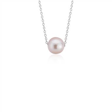 "Pink Freshwater Cultured Pearl Floating Pendant in 14k White Gold (7.5-8 mm)"
