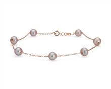 Pink Freshwater Cultured Pearl Tin Cup Stationed Bracelet In 14k Rose Gold (5.5mm) | Blue Nile